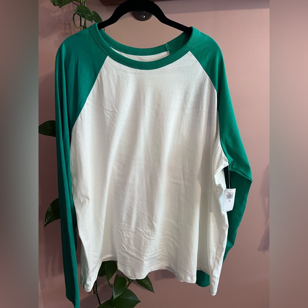 NWT Green and baseball Long Sleeve Tee
